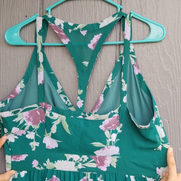 New York & co. Green floral maxi dress  Large - Picture 4 of 5